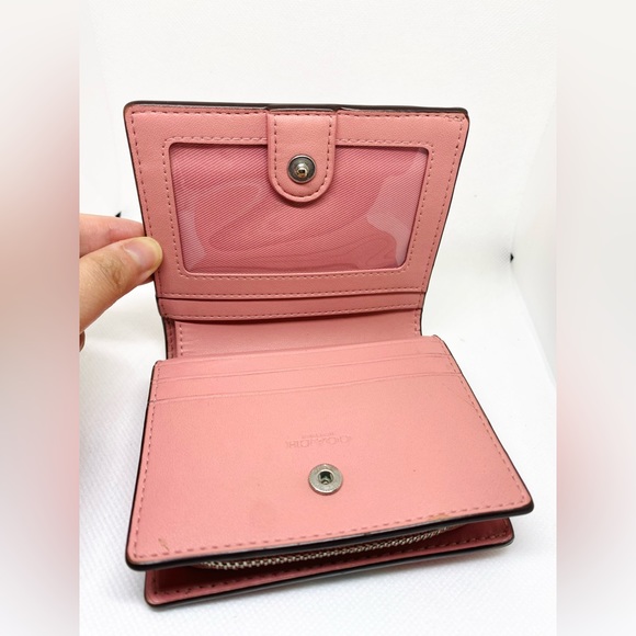 Coach Floral Print Pink Canvas Leather Bifold Wallet - Picture 6 of 7